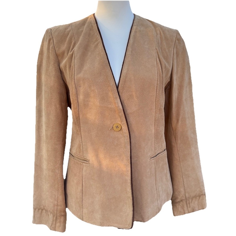 Vintage Sears The Fashion Place Pig‎ Suede Tan Camel Leather Jacket Size 14